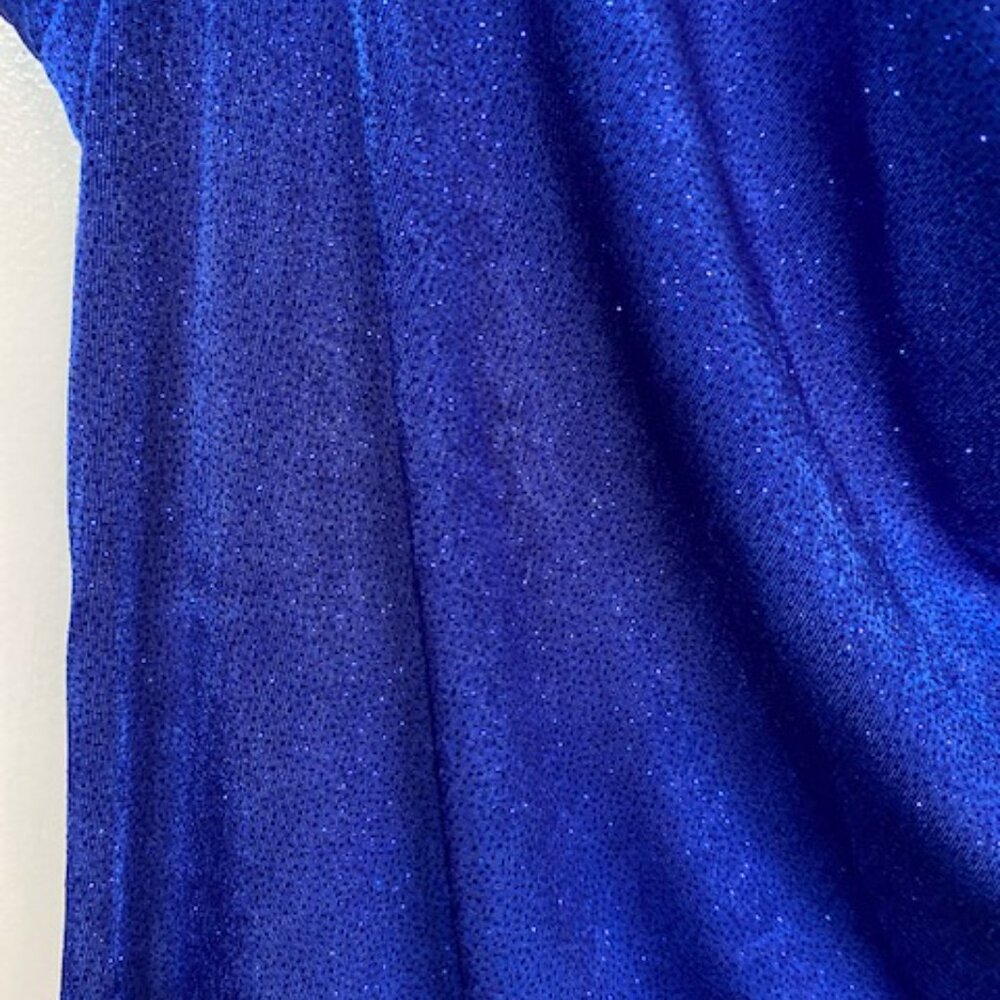 Jaclyn Smith Royal Blue Sheer skarkly Blouse - Picture 5 of 6